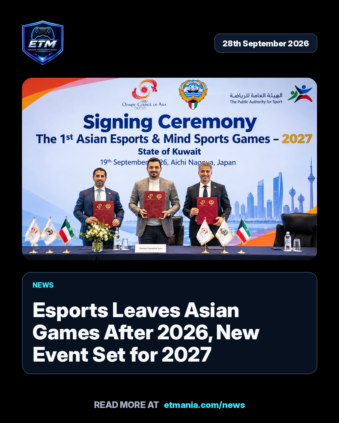 ETM share card preview for Esports Leaves Asian Games After 2026, New Event Set for 2027