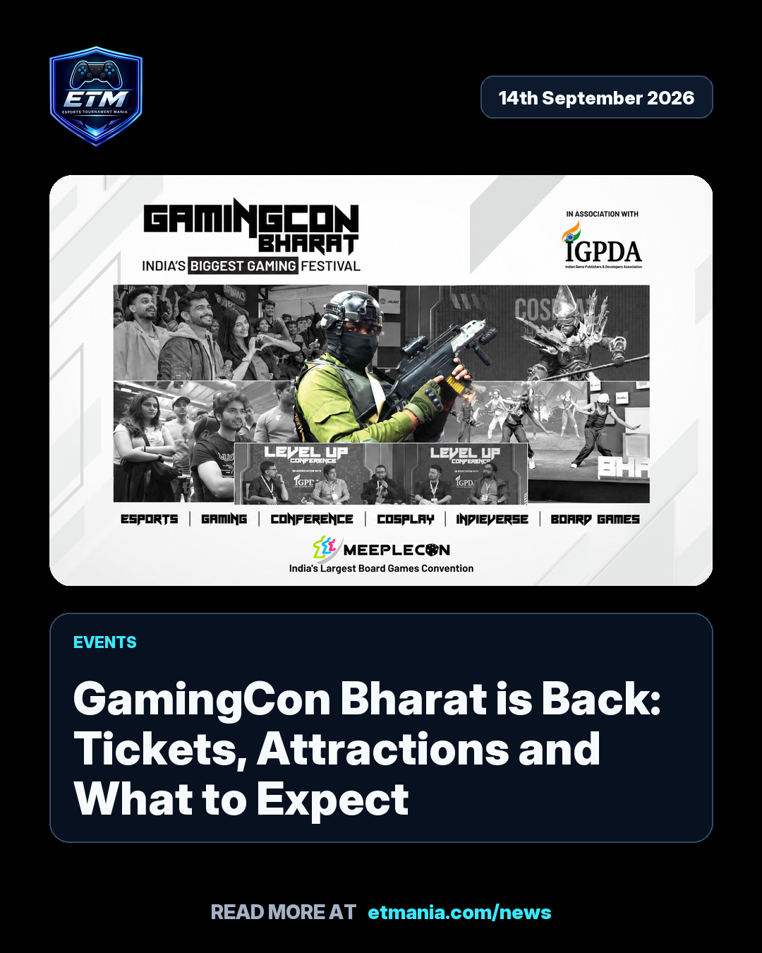 ETM share card preview for GamingCon Bharat is Back: Tickets, Attractions and What to Expect