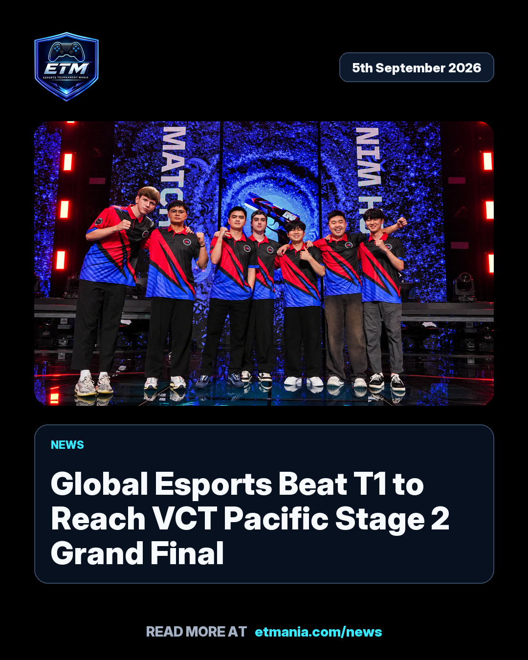 ETM share card preview for Global Esports Beat T1 to Reach VCT Pacific Stage 2 Grand Final
