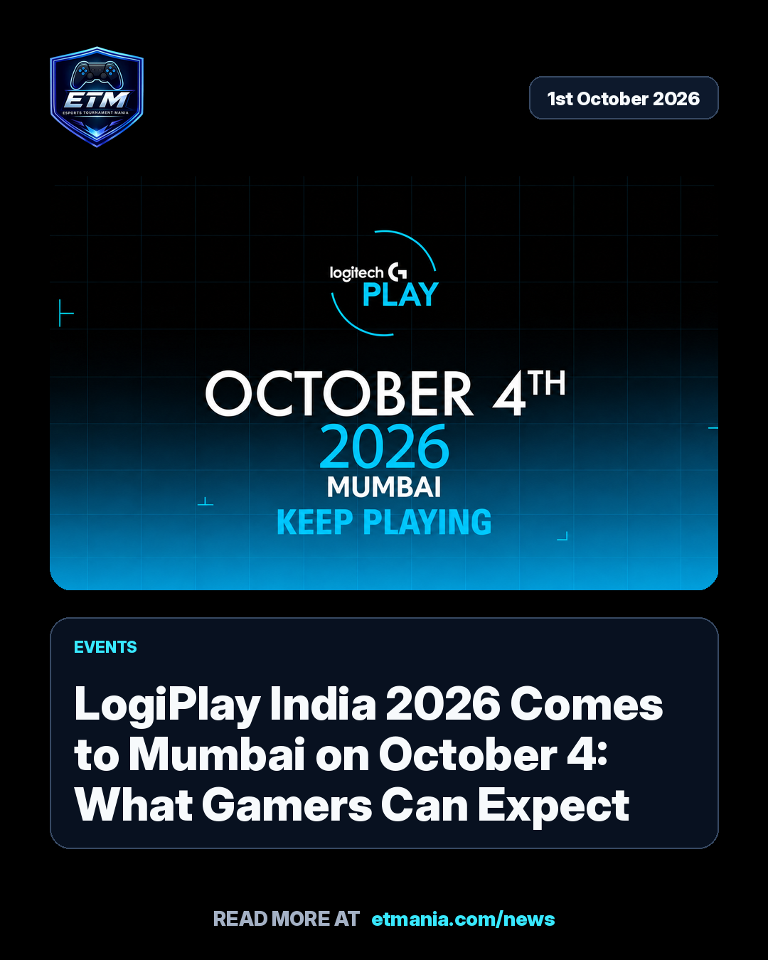 ETM share card preview for LogiPlay India 2026 Comes to Mumbai on October 4: What Gamers Can Expect