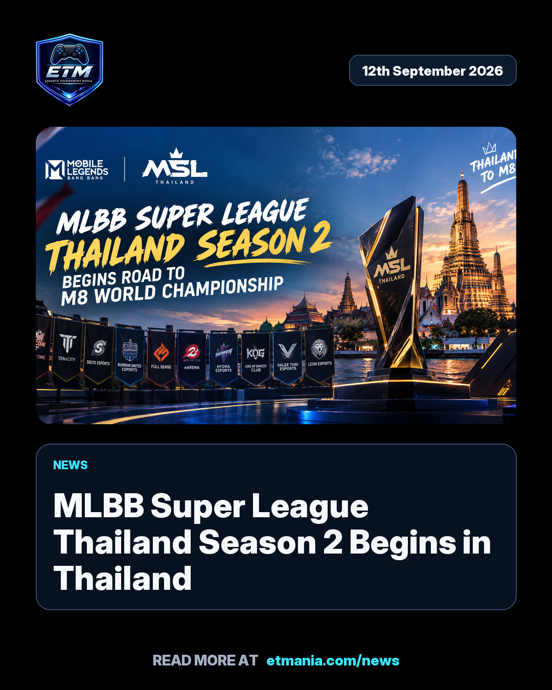 ETM share card preview for MLBB Super League Thailand Season 2 Begins in Thailand