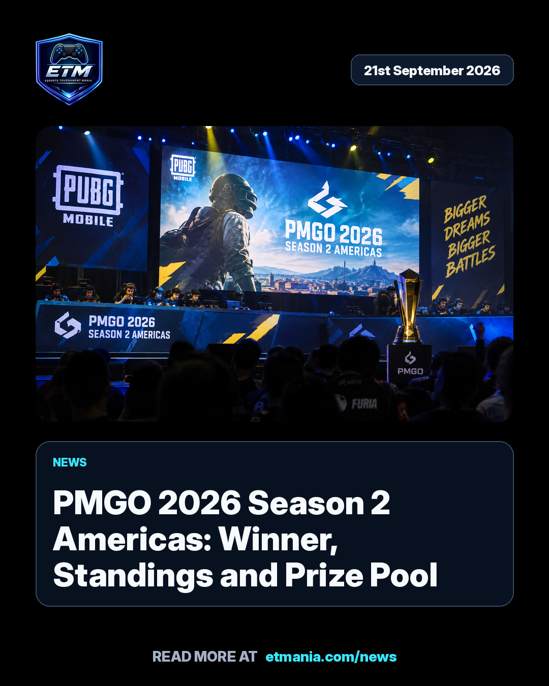 ETM share card preview for PMGO 2026 Season 2 Americas: Winner, Standings and Prize Pool