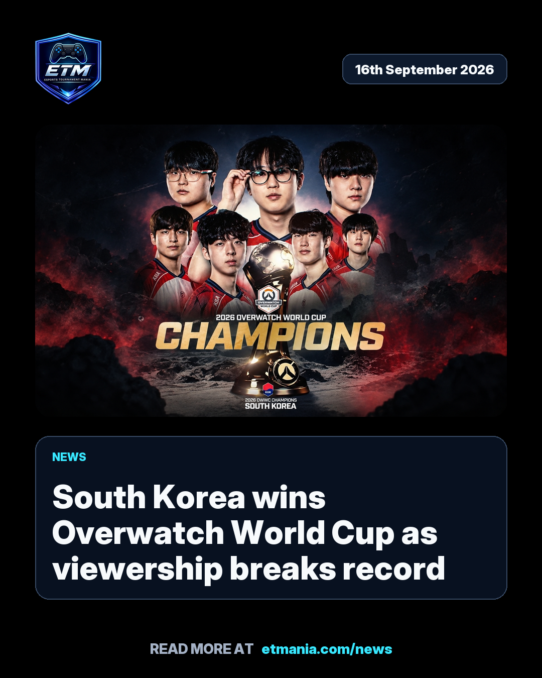 ETM share card preview for South Korea wins Overwatch World Cup as viewership breaks record