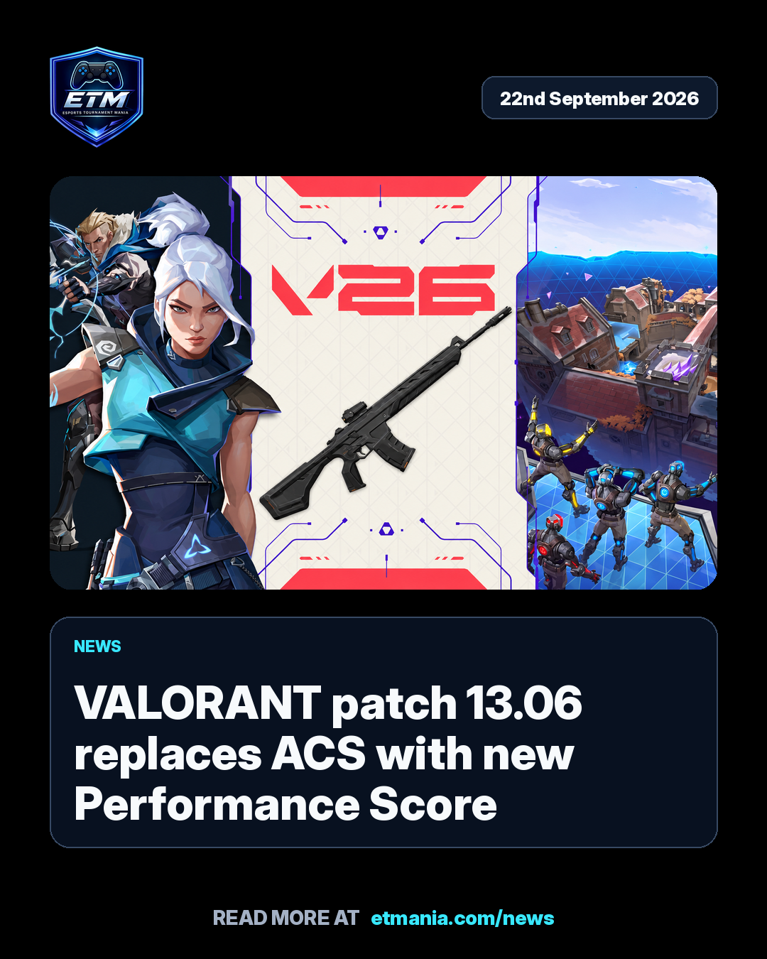 ETM share card preview for VALORANT patch 13.06 replaces ACS with new Performance Score
